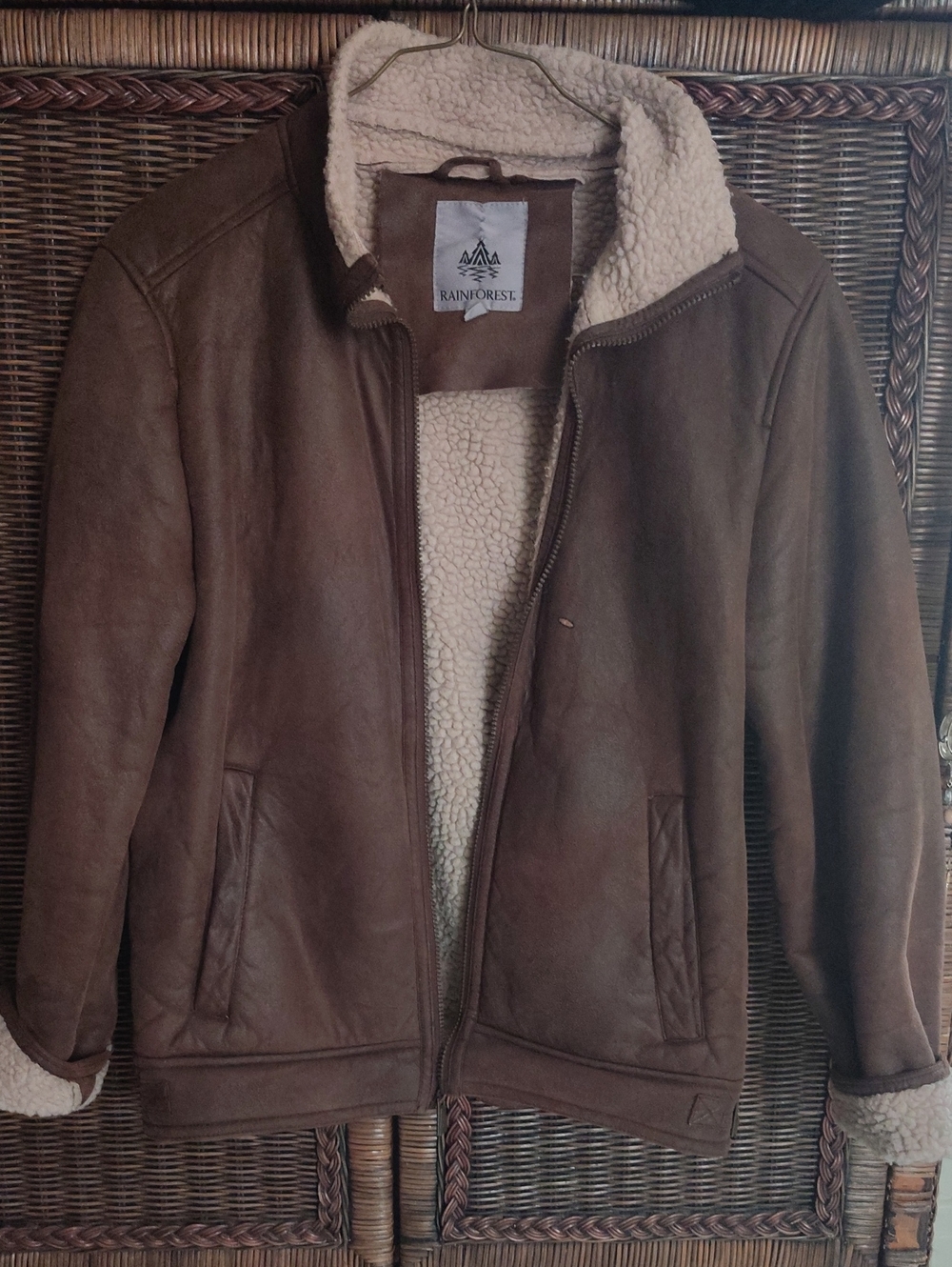 Unisex RAINFOREST Brown Bomber Jacket with Cream Sherpa Lining